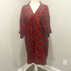 Chili Pepper Oversize Silk Shirt S